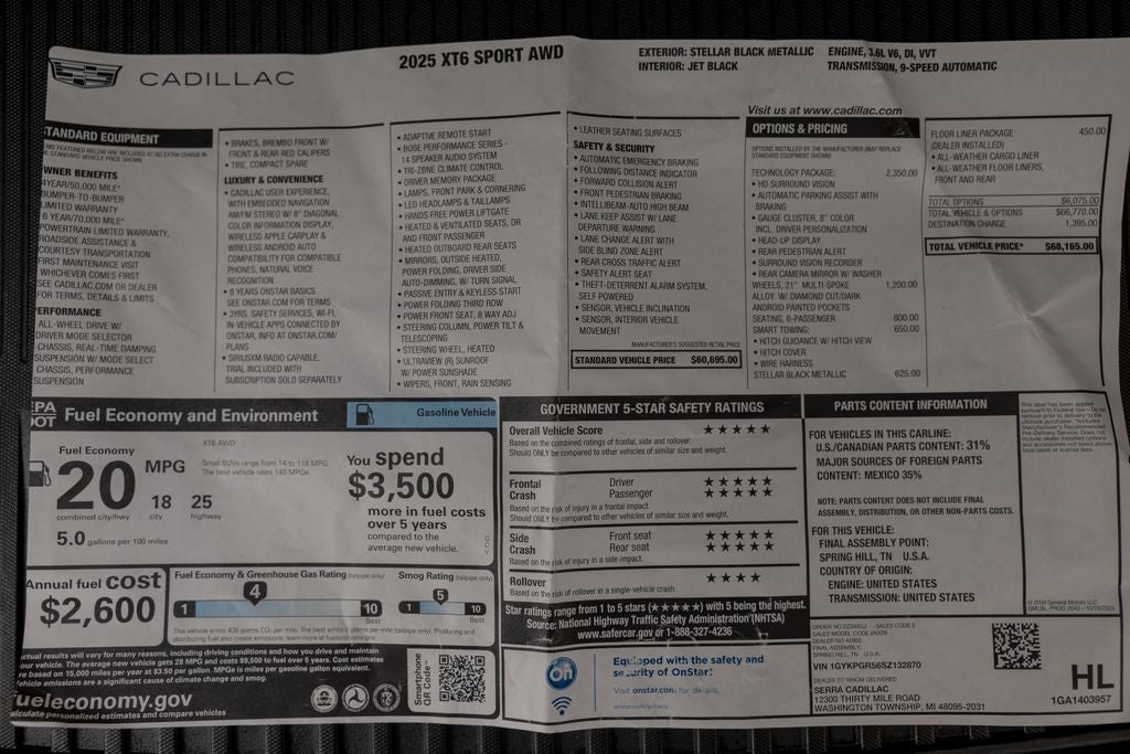 2025 Cadillac XT6 Sport