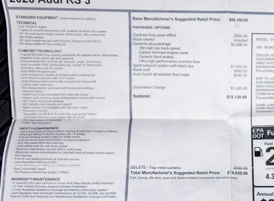 2026 Audi RS 3 2.5T quattro